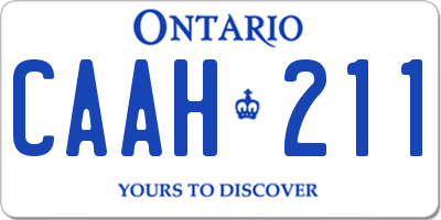 ON license plate CAAH211