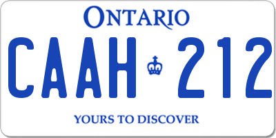 ON license plate CAAH212