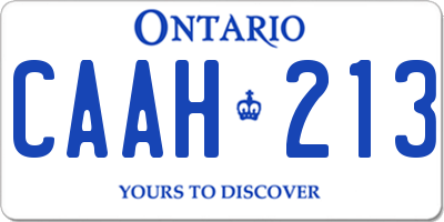 ON license plate CAAH213