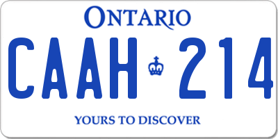 ON license plate CAAH214