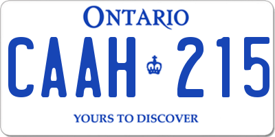 ON license plate CAAH215