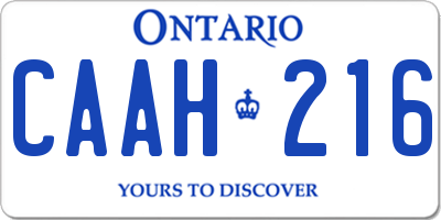 ON license plate CAAH216