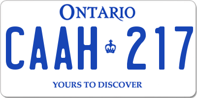 ON license plate CAAH217