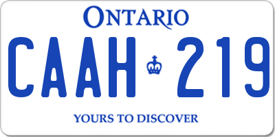 ON license plate CAAH219