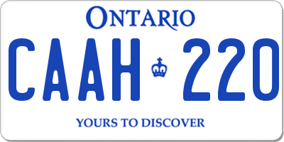 ON license plate CAAH220