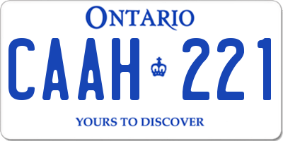 ON license plate CAAH221