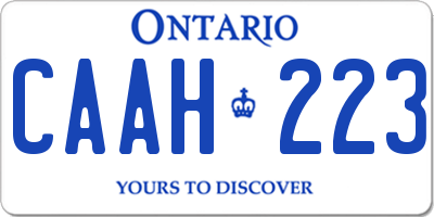 ON license plate CAAH223