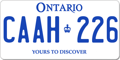 ON license plate CAAH226