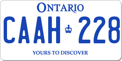 ON license plate CAAH228