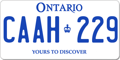 ON license plate CAAH229