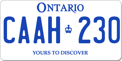 ON license plate CAAH230