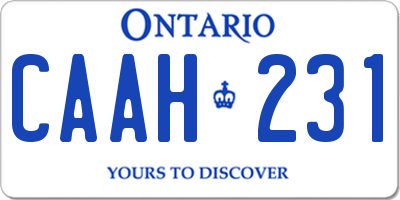 ON license plate CAAH231