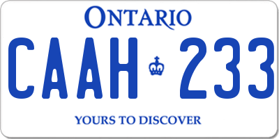 ON license plate CAAH233