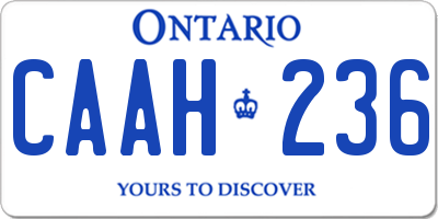 ON license plate CAAH236