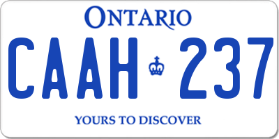 ON license plate CAAH237