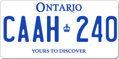 ON license plate CAAH240