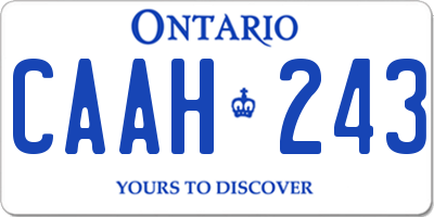 ON license plate CAAH243