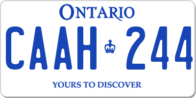 ON license plate CAAH244