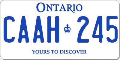 ON license plate CAAH245