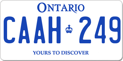 ON license plate CAAH249