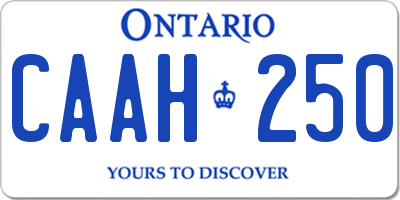 ON license plate CAAH250