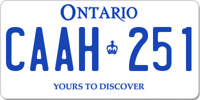 ON license plate CAAH251