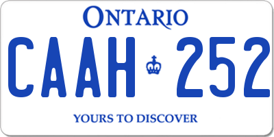 ON license plate CAAH252