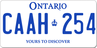 ON license plate CAAH254