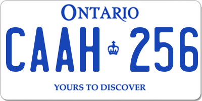 ON license plate CAAH256