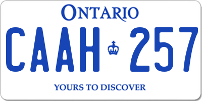 ON license plate CAAH257