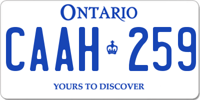 ON license plate CAAH259