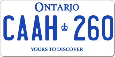 ON license plate CAAH260