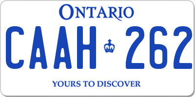 ON license plate CAAH262