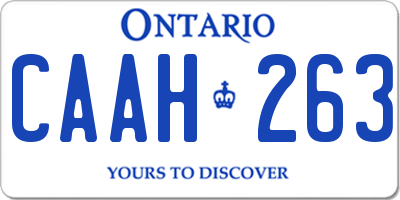 ON license plate CAAH263