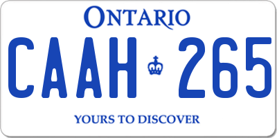 ON license plate CAAH265