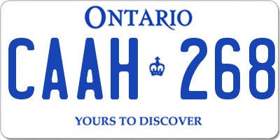 ON license plate CAAH268