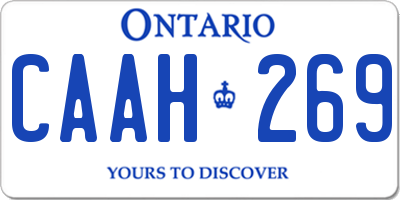 ON license plate CAAH269