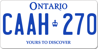 ON license plate CAAH270