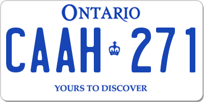 ON license plate CAAH271