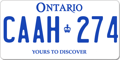 ON license plate CAAH274