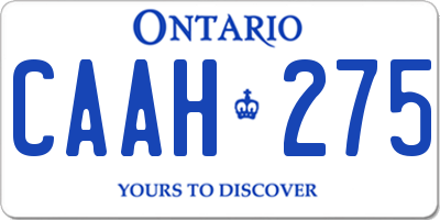 ON license plate CAAH275