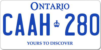 ON license plate CAAH280