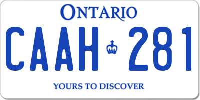 ON license plate CAAH281