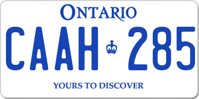 ON license plate CAAH285