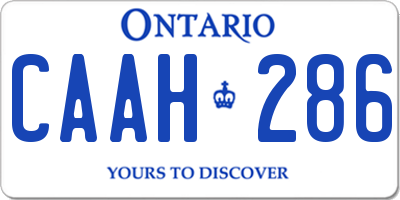 ON license plate CAAH286