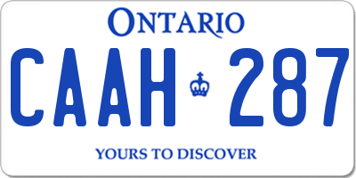 ON license plate CAAH287