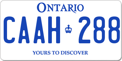 ON license plate CAAH288