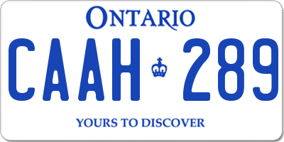 ON license plate CAAH289