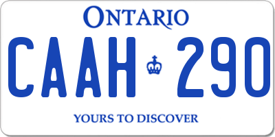 ON license plate CAAH290