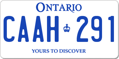 ON license plate CAAH291